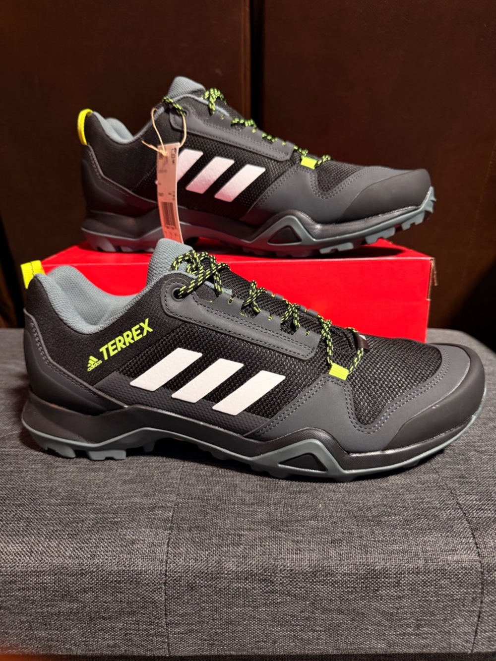 adidas Terrex Men's Black White Trail Running Shoes with Neon Yellow Accents